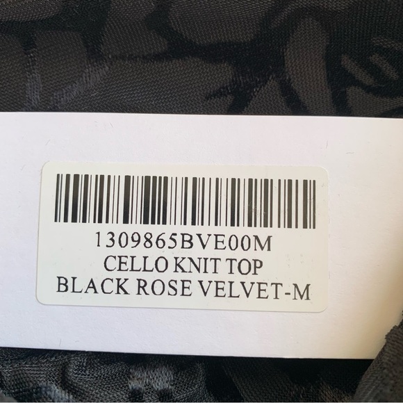 NWT Reformation Cello Knit Off Shoulder Floral Blouse Top Black Rose Velvet - Picture 6 of 8